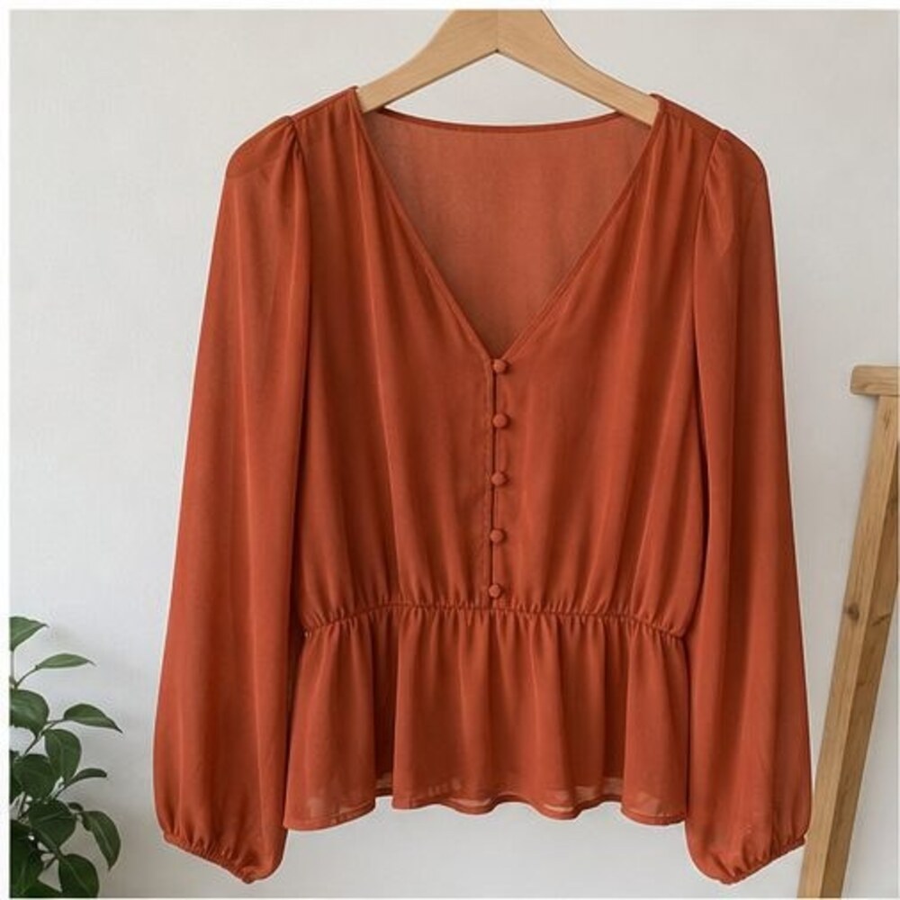 Rust Peplum Top